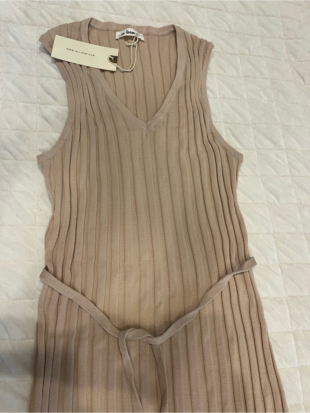 Women’s Sleeveless Ribbed Maxi Dress in Taupe